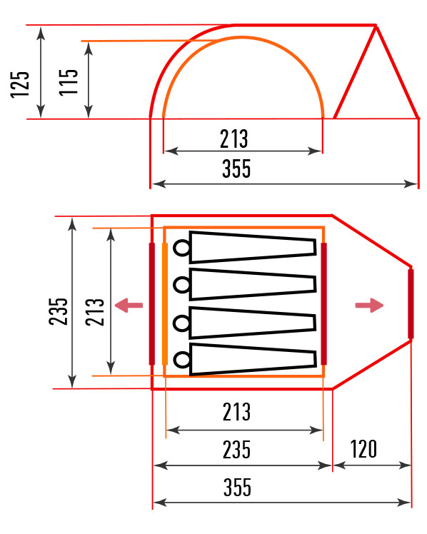 Палатка туристическая «УРАЛ-4» дюраль